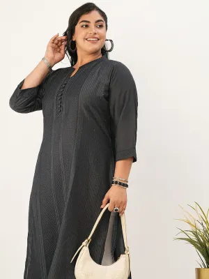 Comfort Fit Dark Grey Chanderi Silk Kurta for Women Online - Zola