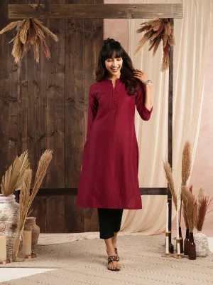 Comfort Fit Red Chanderi Silk Kurta for Women Online - Zola