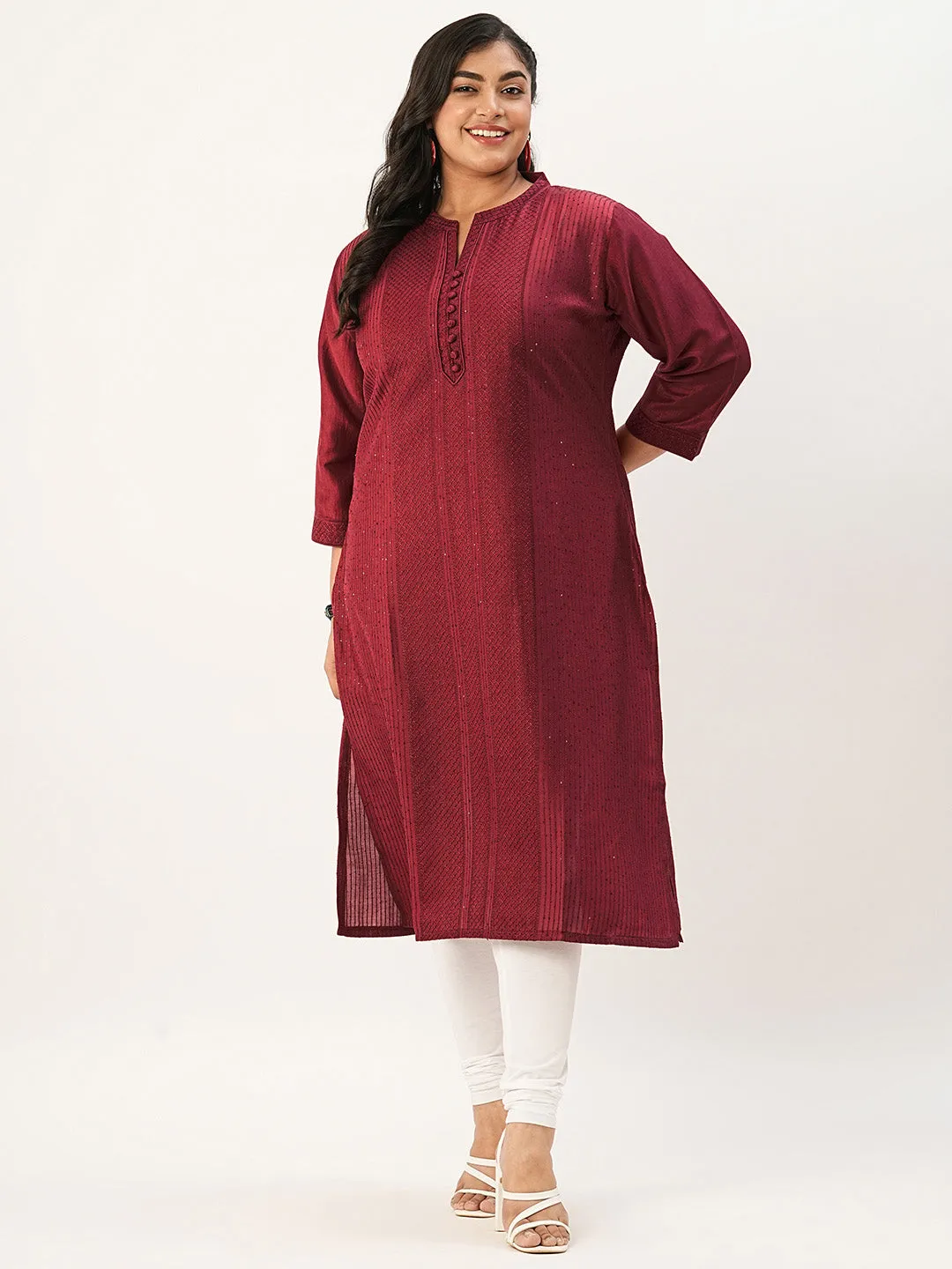 Comfort Fit Red Chanderi Silk Kurta for Women Online - Zola