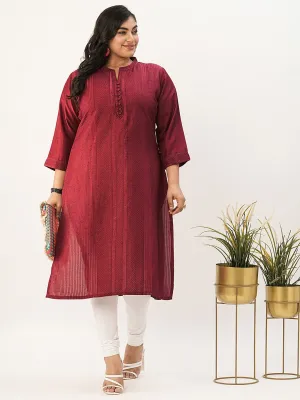 Comfort Fit Red Chanderi Silk Kurta for Women Online - Zola