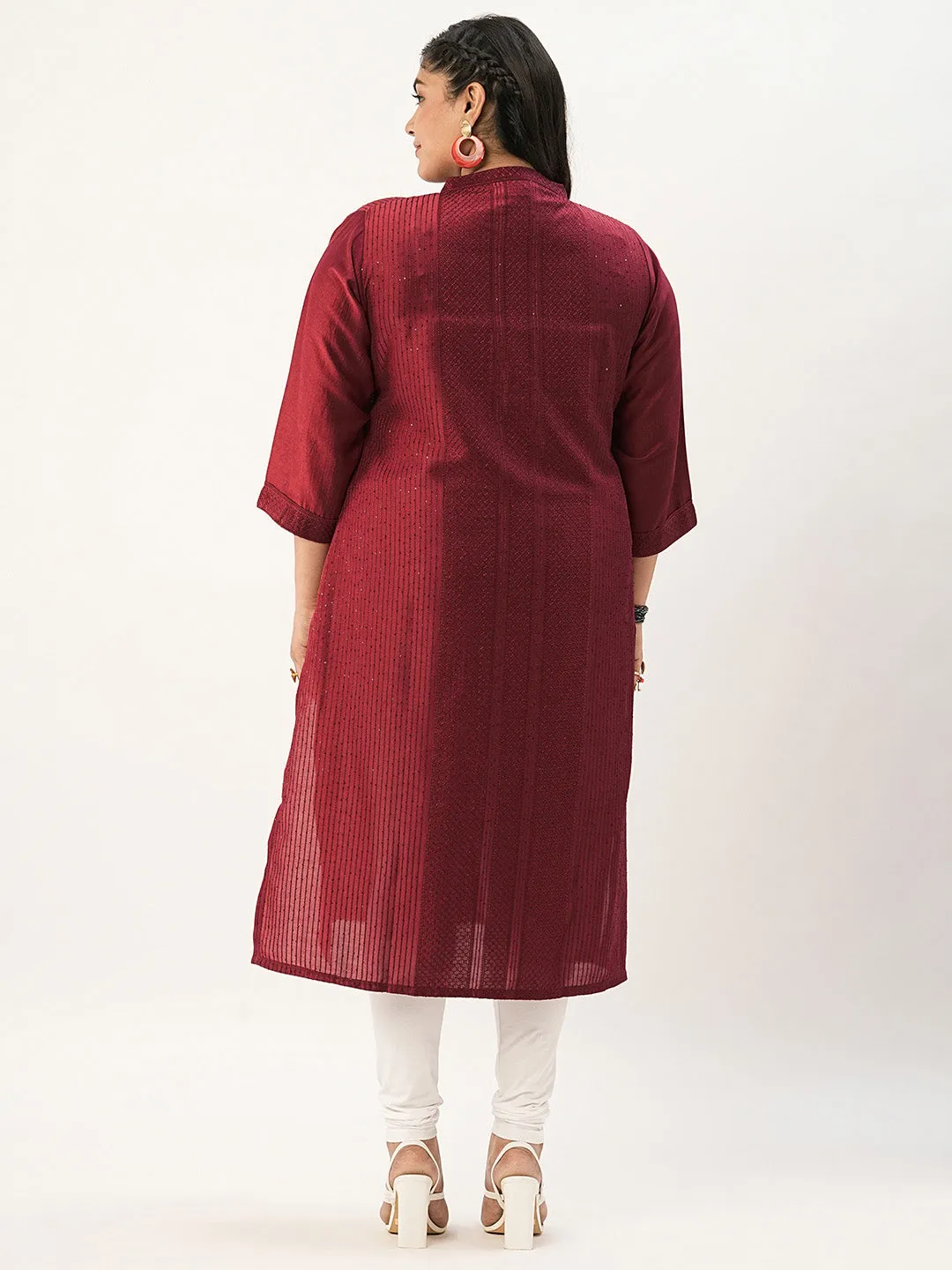 Comfort Fit Red Chanderi Silk Kurta for Women Online - Zola