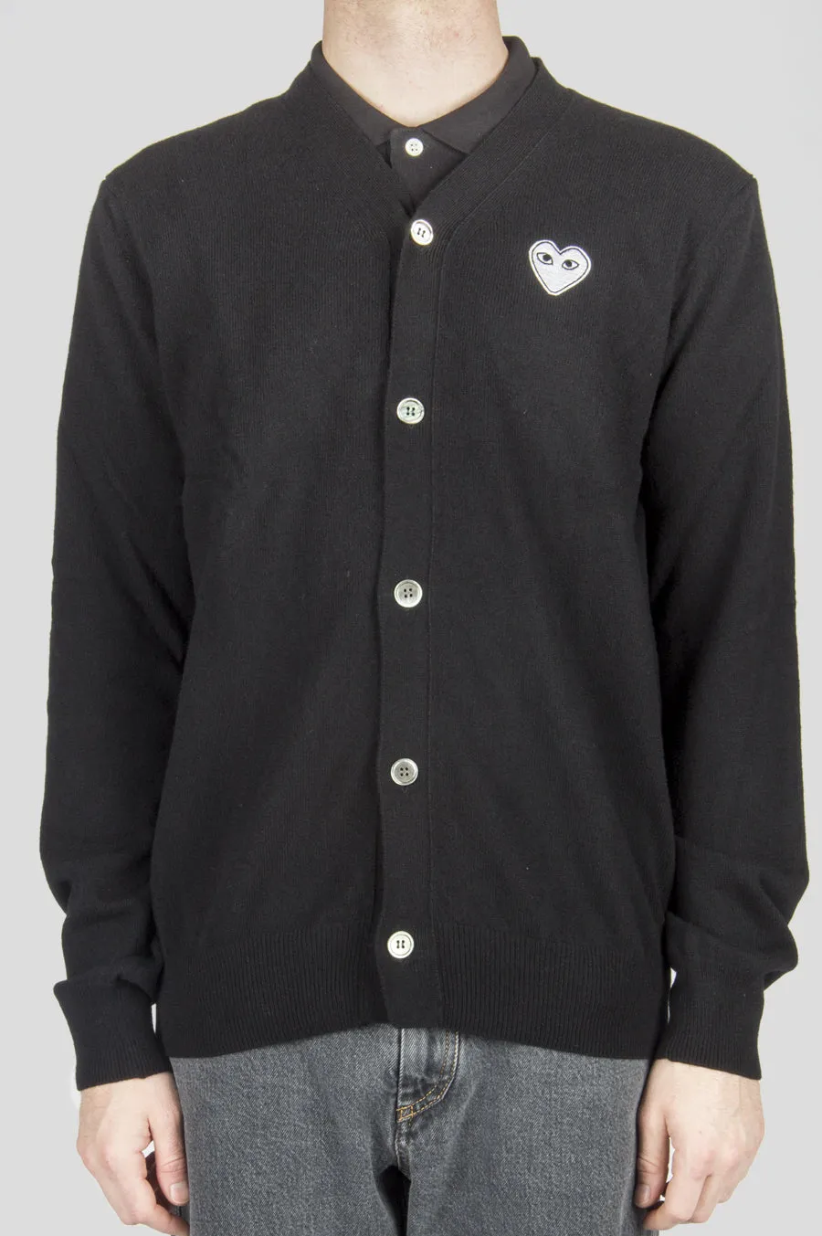 COMME DES GARCONS PLAY CARDIGAN BLACK WHITE HEART