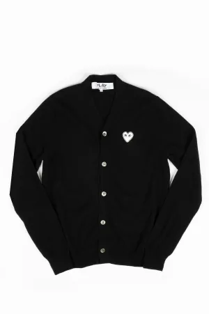 COMME DES GARCONS PLAY CARDIGAN BLACK WHITE HEART