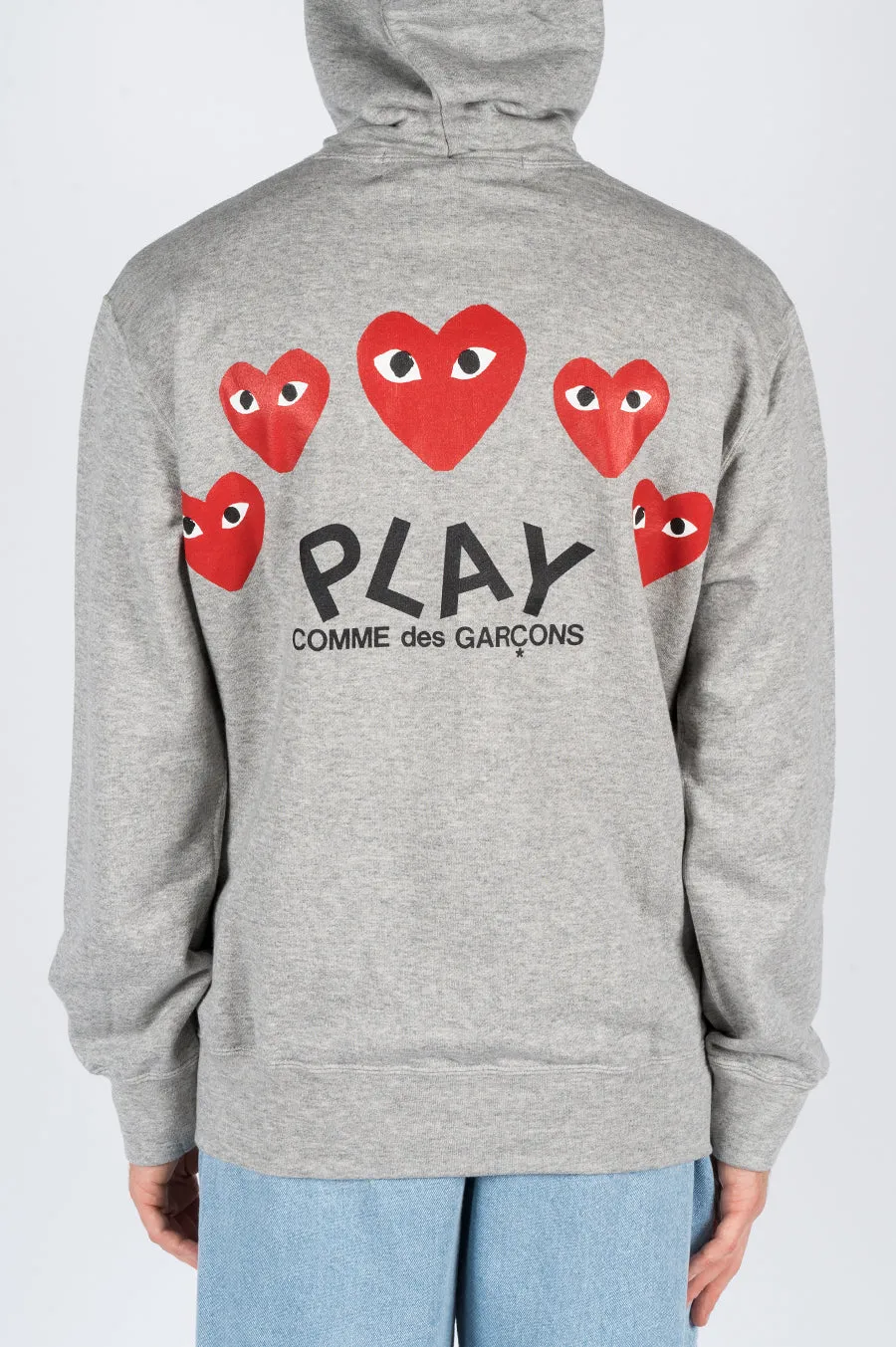 COMME DES GARCONS PLAY HOODIE JACKET LIGHT HEATHER GREY