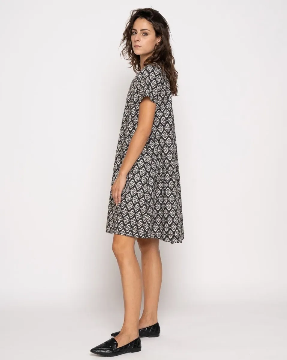 Contrast Babydoll Tile Dress