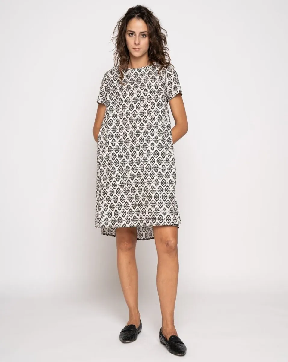 Contrast Babydoll Tile Dress