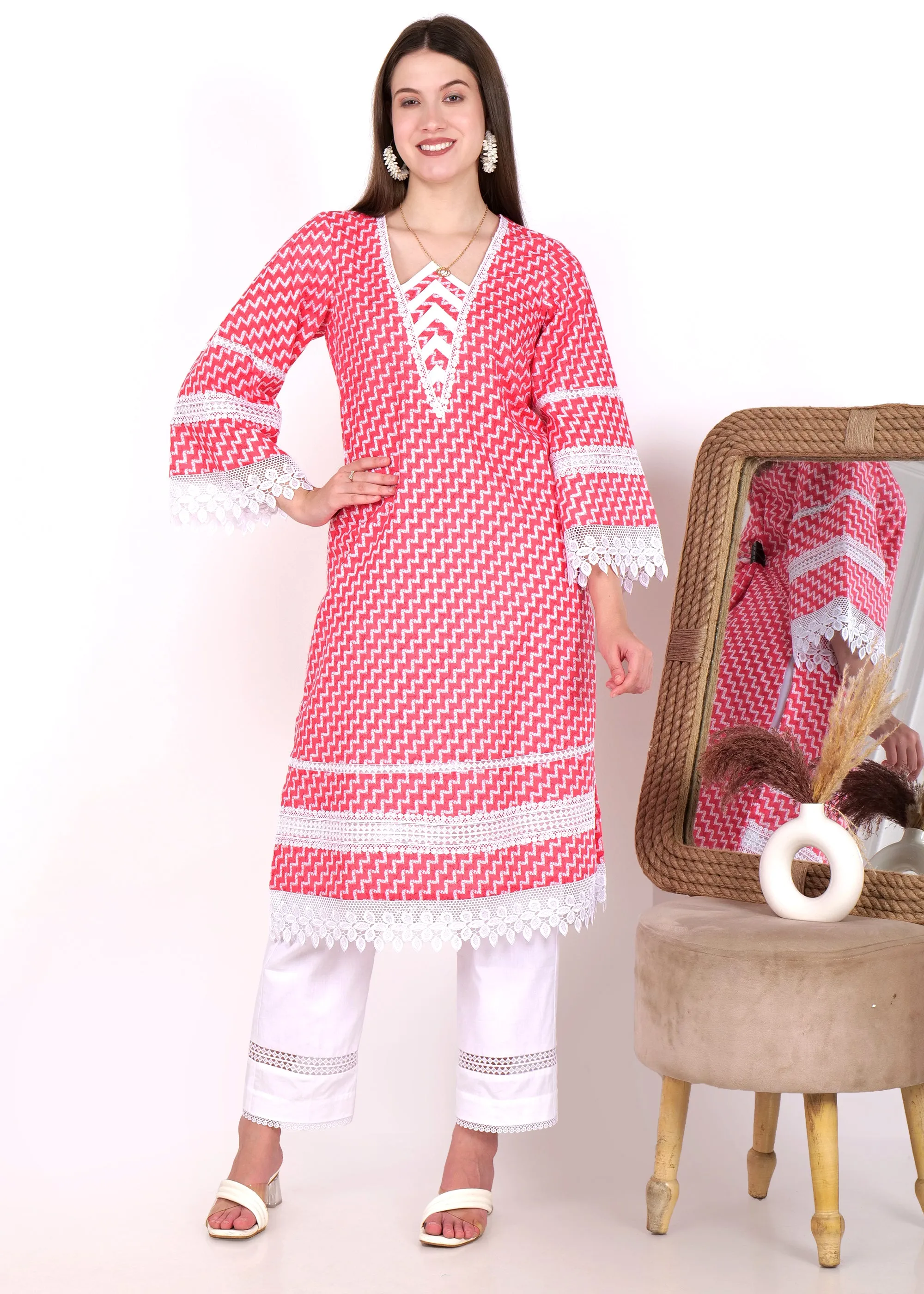 Coral Wave Printed Kurta Set
