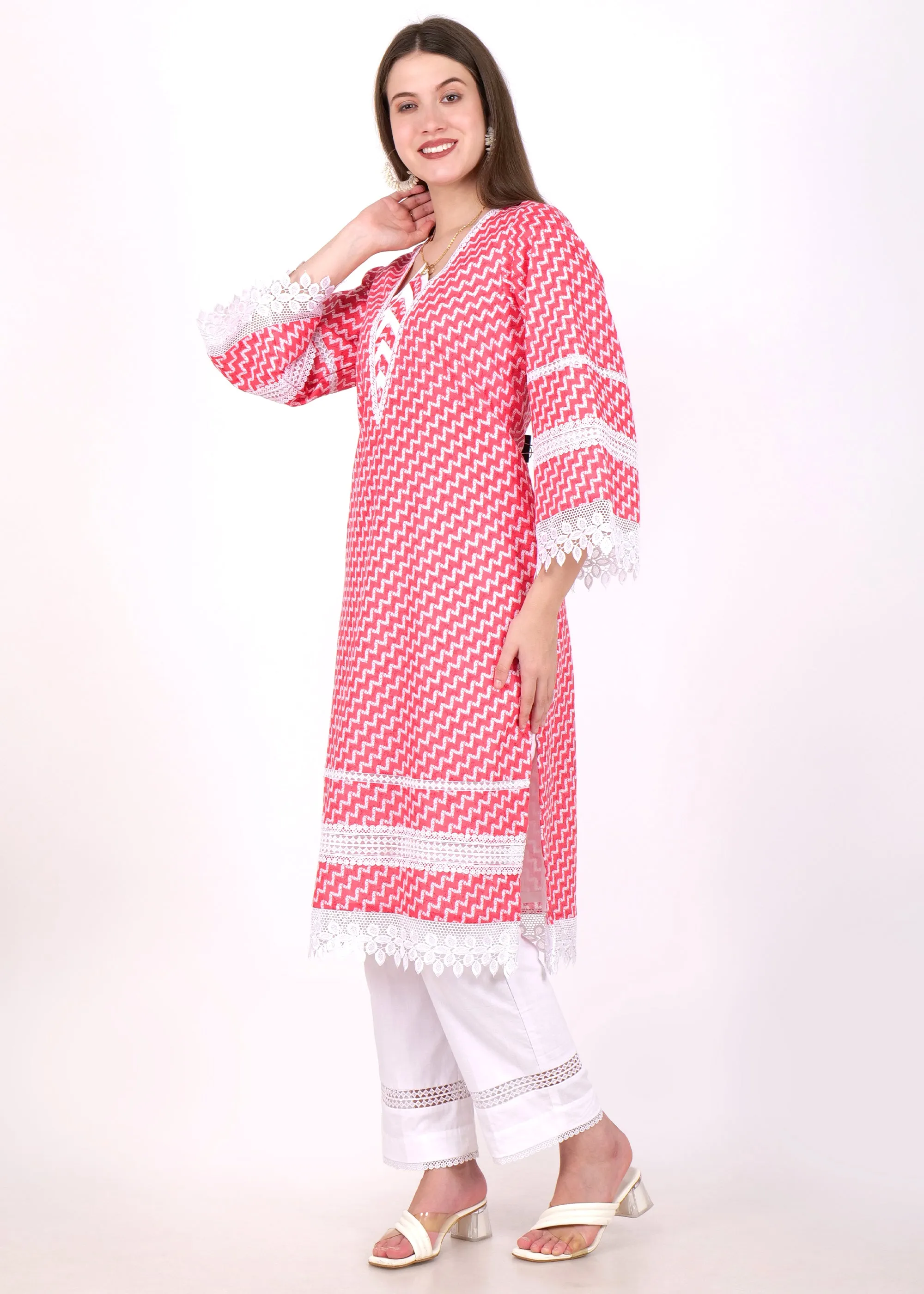 Coral Wave Printed Kurta Set