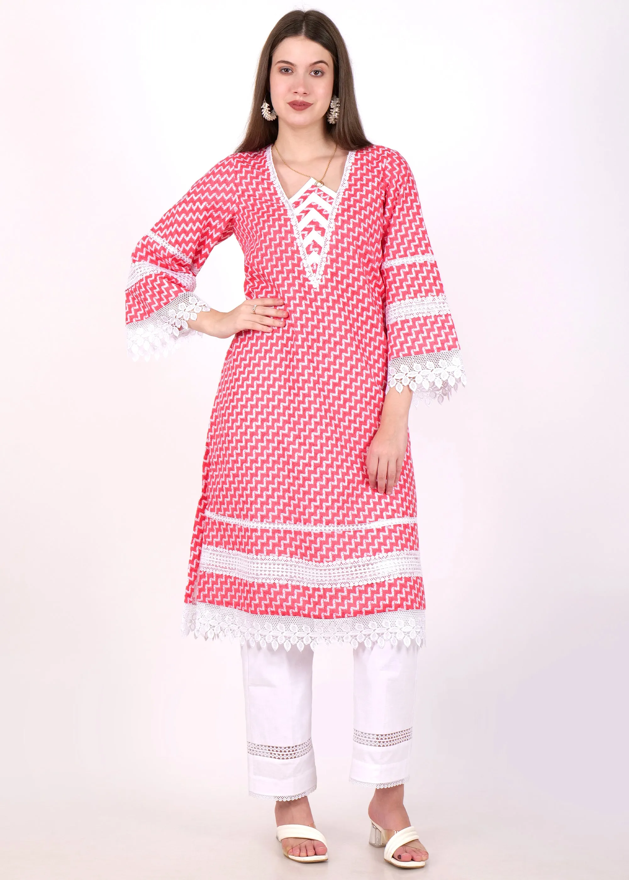 Coral Wave Printed Kurta Set