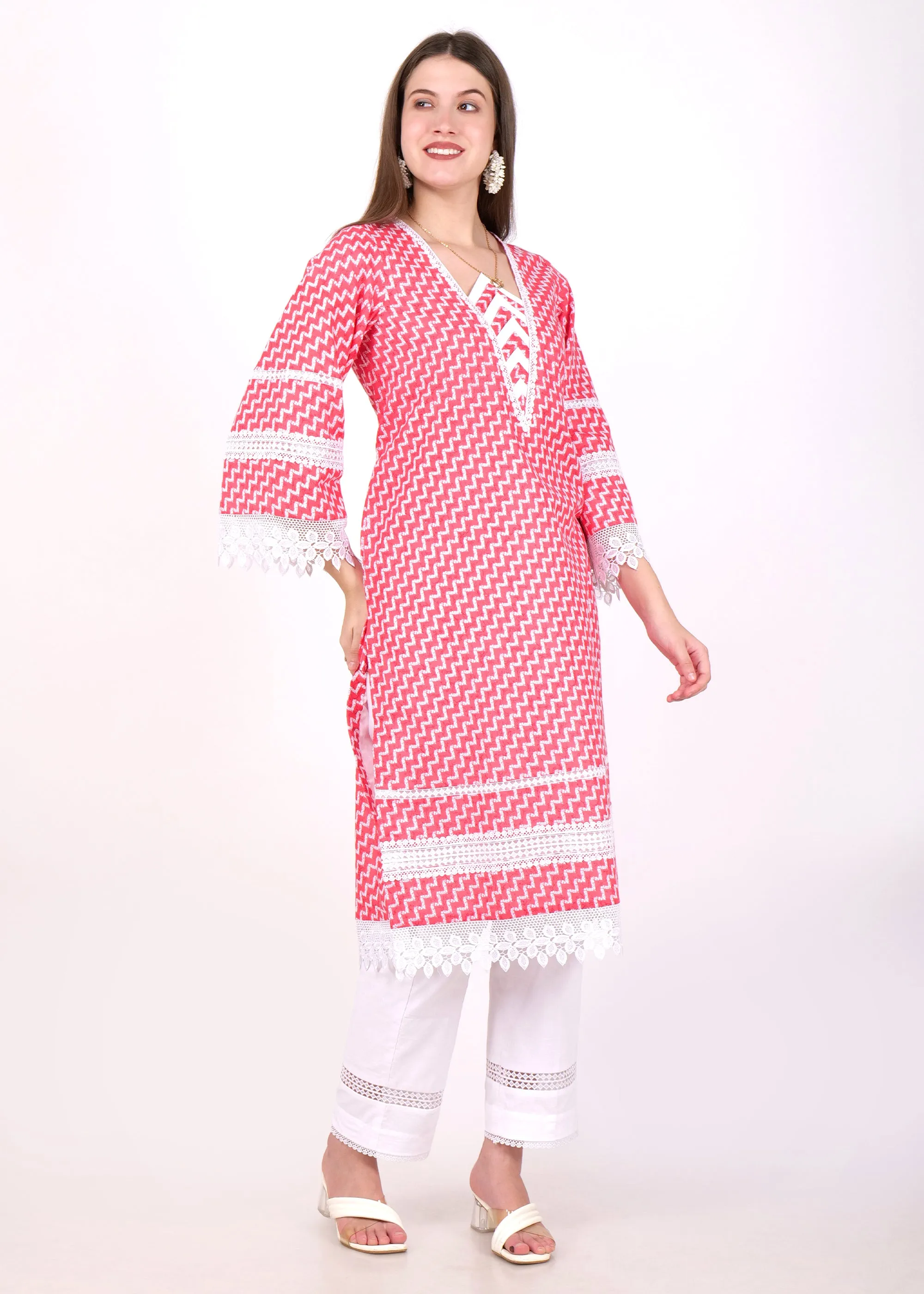 Coral Wave Printed Kurta Set