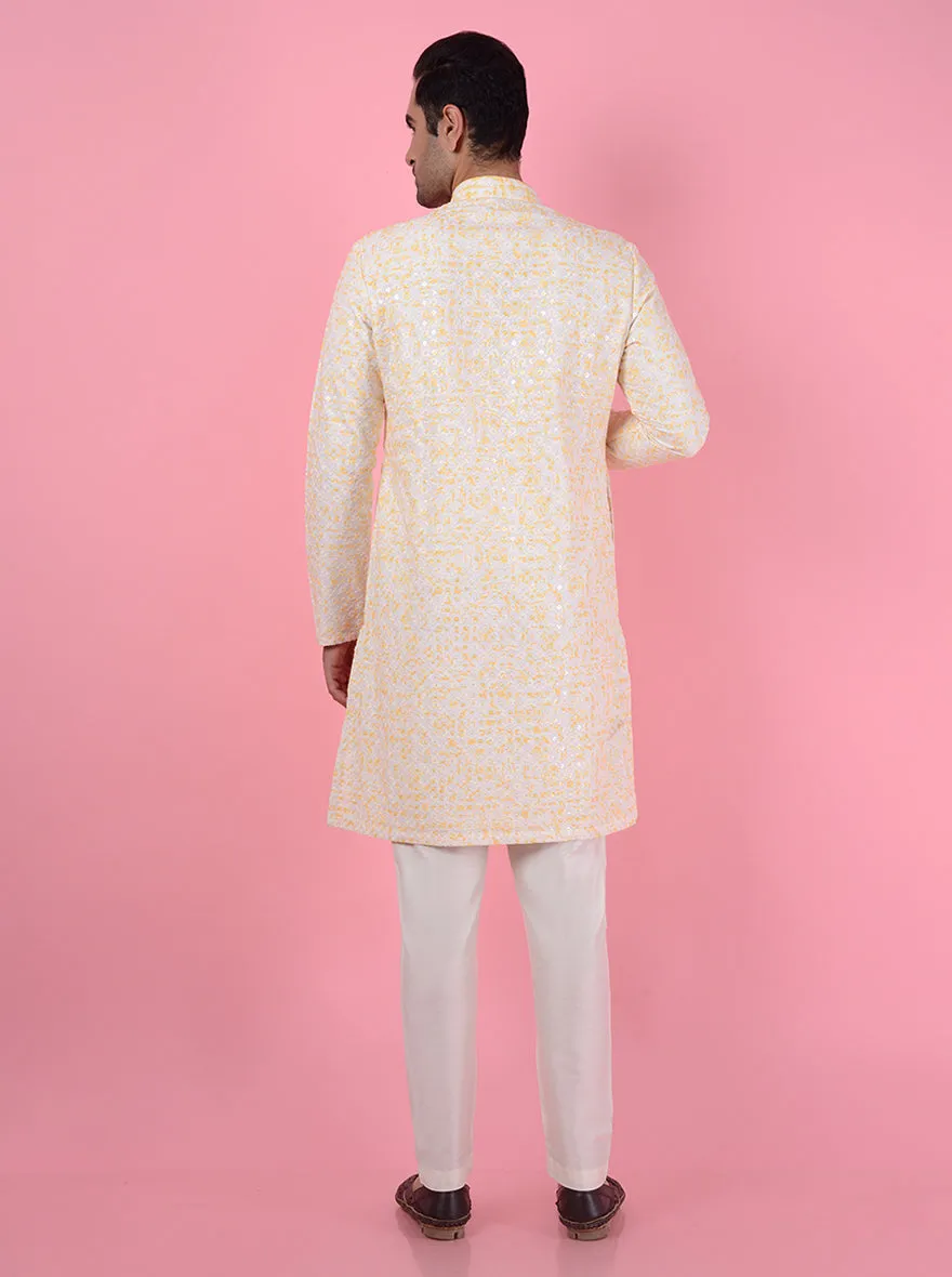 Cream & Yellow Kurta Pajama | TULA