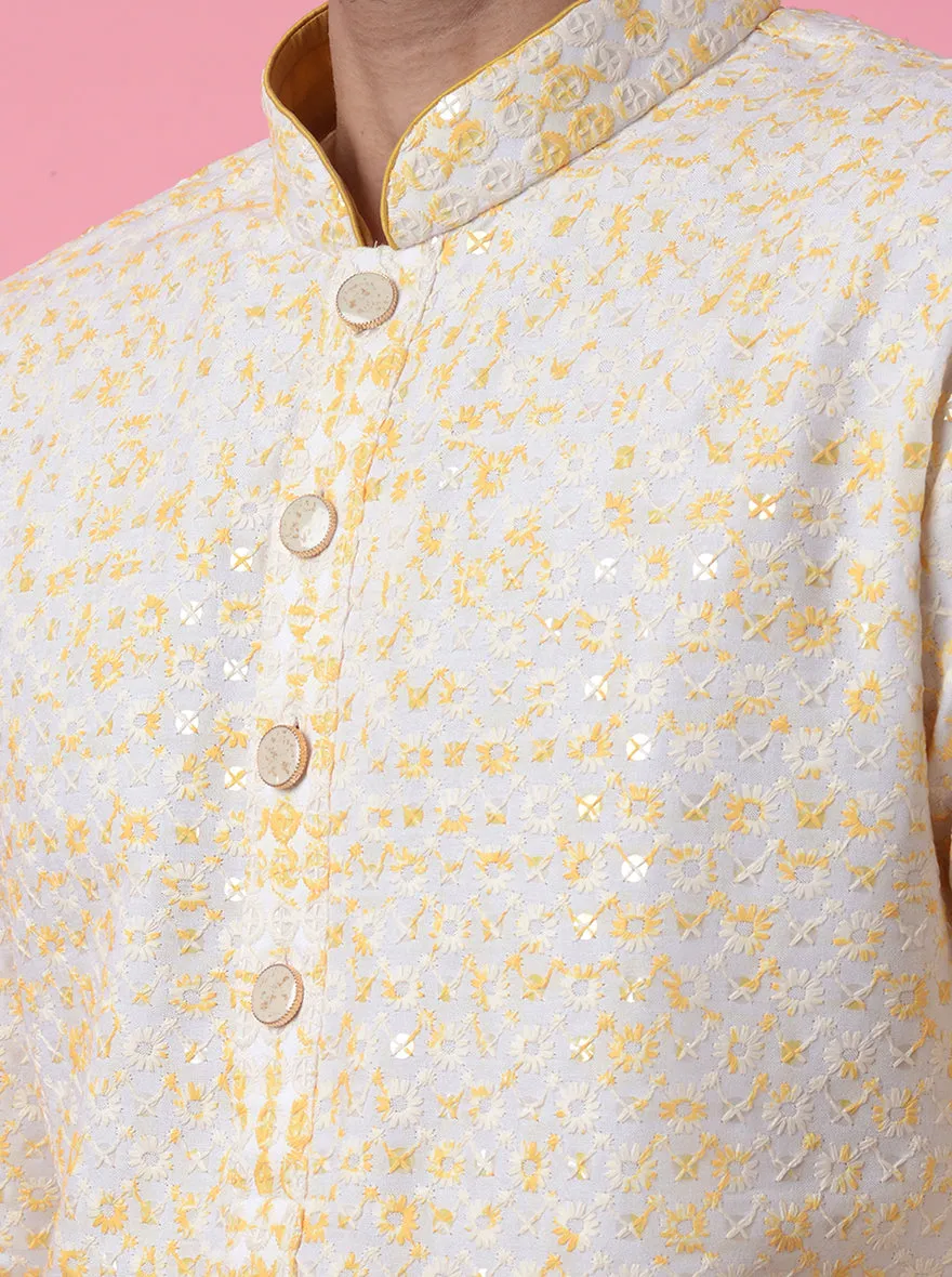 Cream & Yellow Kurta Pajama | TULA