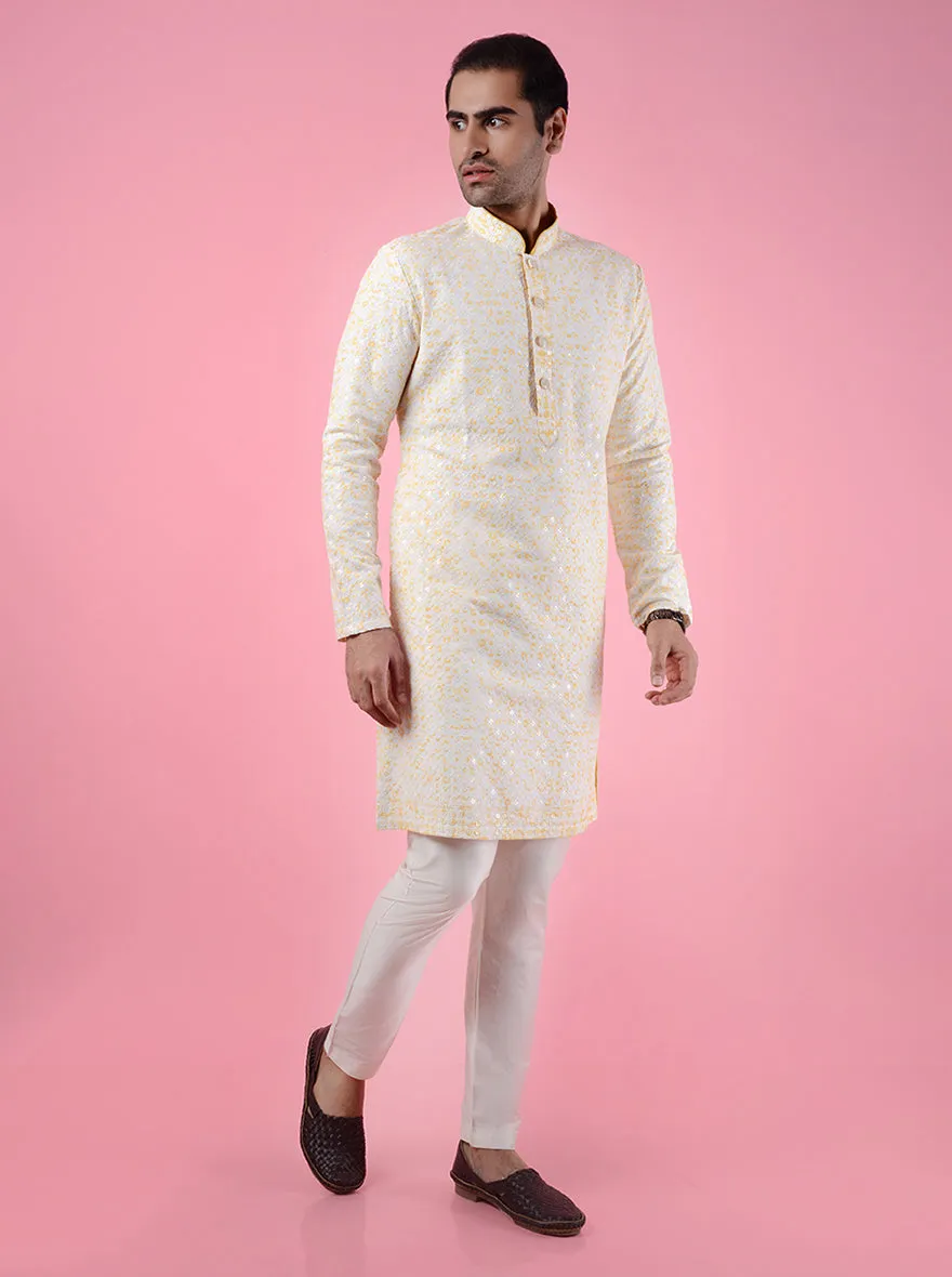 Cream & Yellow Kurta Pajama | TULA