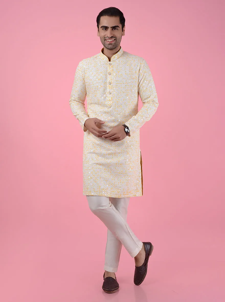 Cream & Yellow Kurta Pajama | TULA
