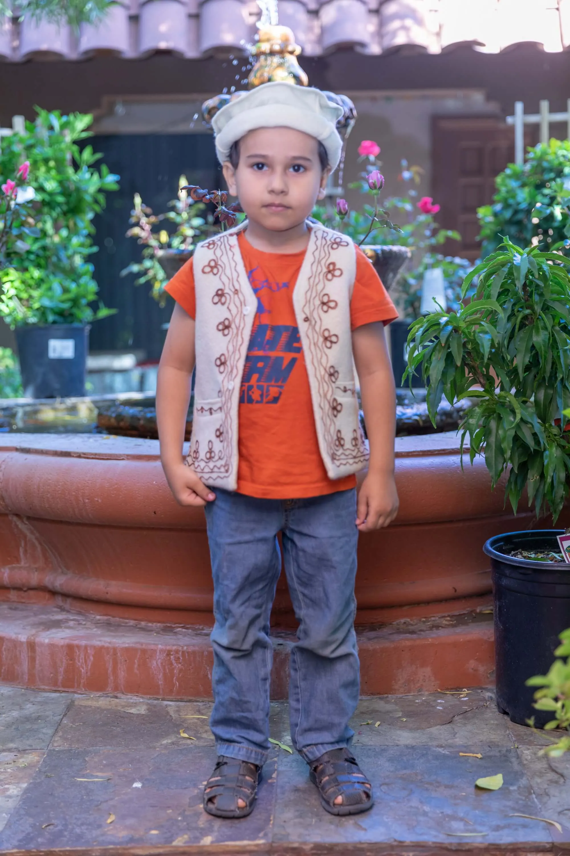 Cream Colored Woolen Hat and Vest