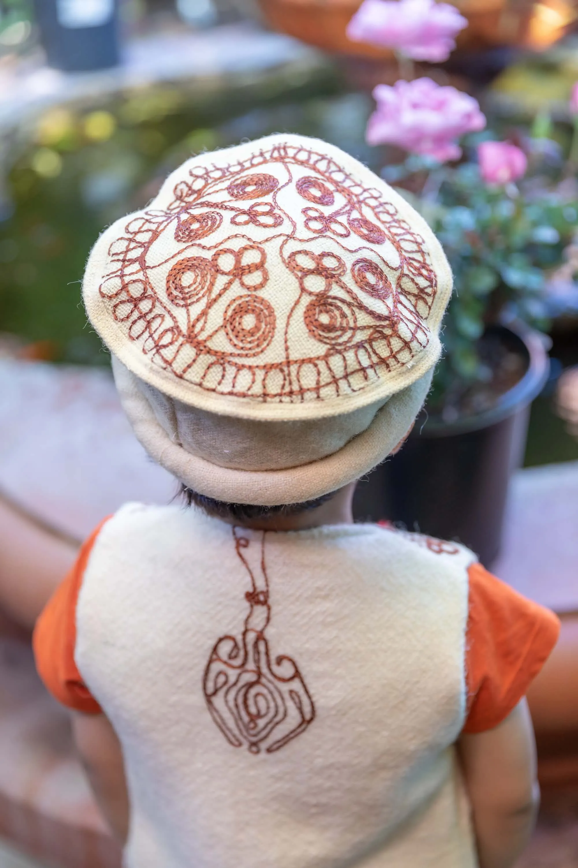 Cream Colored Woolen Hat and Vest
