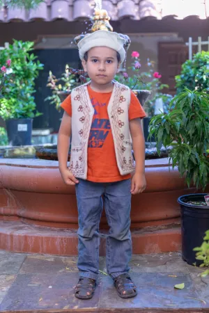 Cream Colored Woolen Hat and Vest