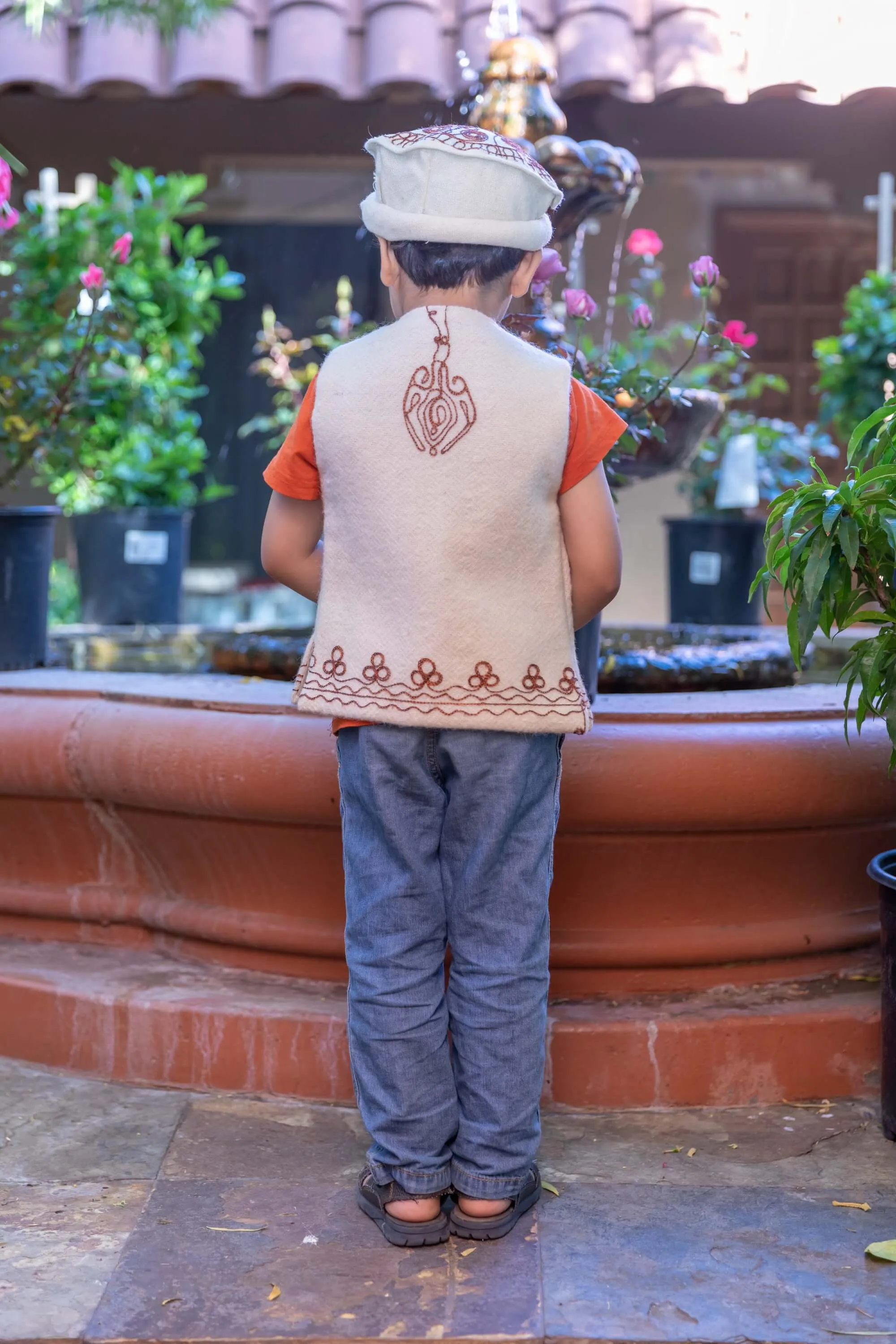 Cream Colored Woolen Hat and Vest