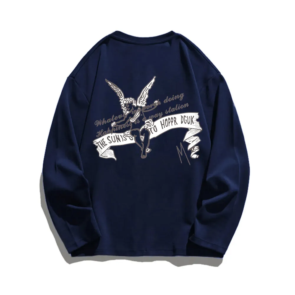 Cute Guardian Angel Print Sweatshirt
