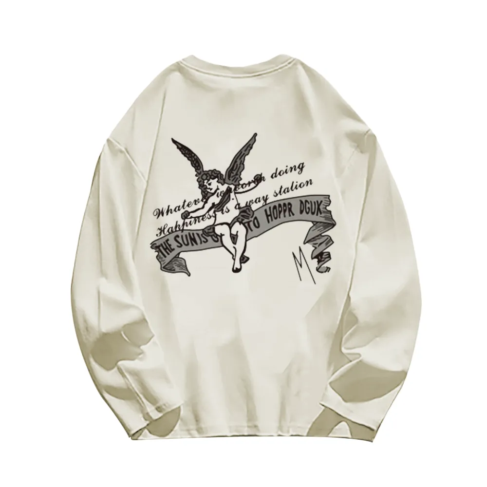 Cute Guardian Angel Print Sweatshirt