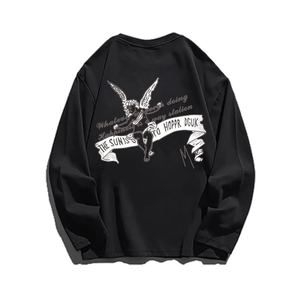 Cute Guardian Angel Print Sweatshirt