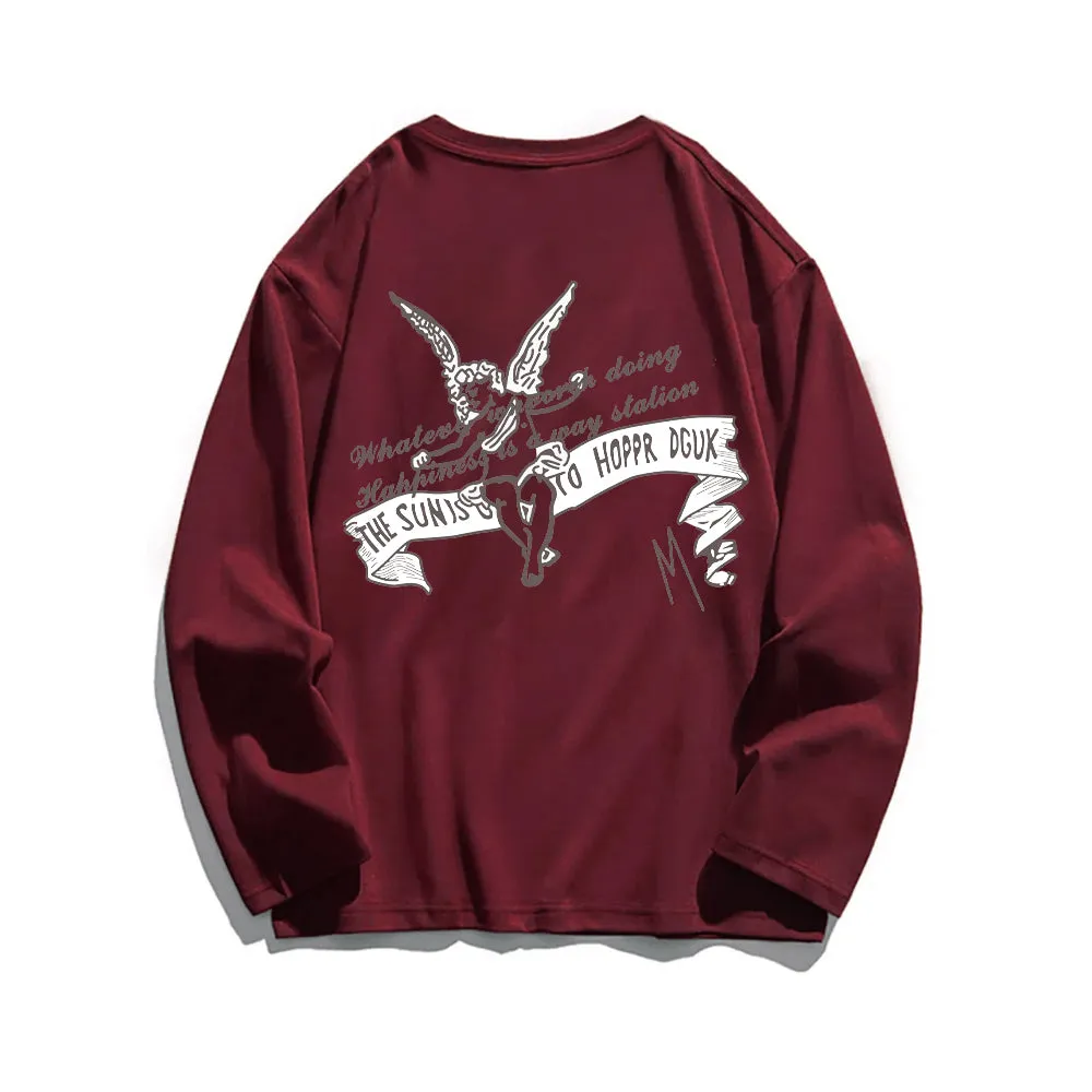Cute Guardian Angel Print Sweatshirt