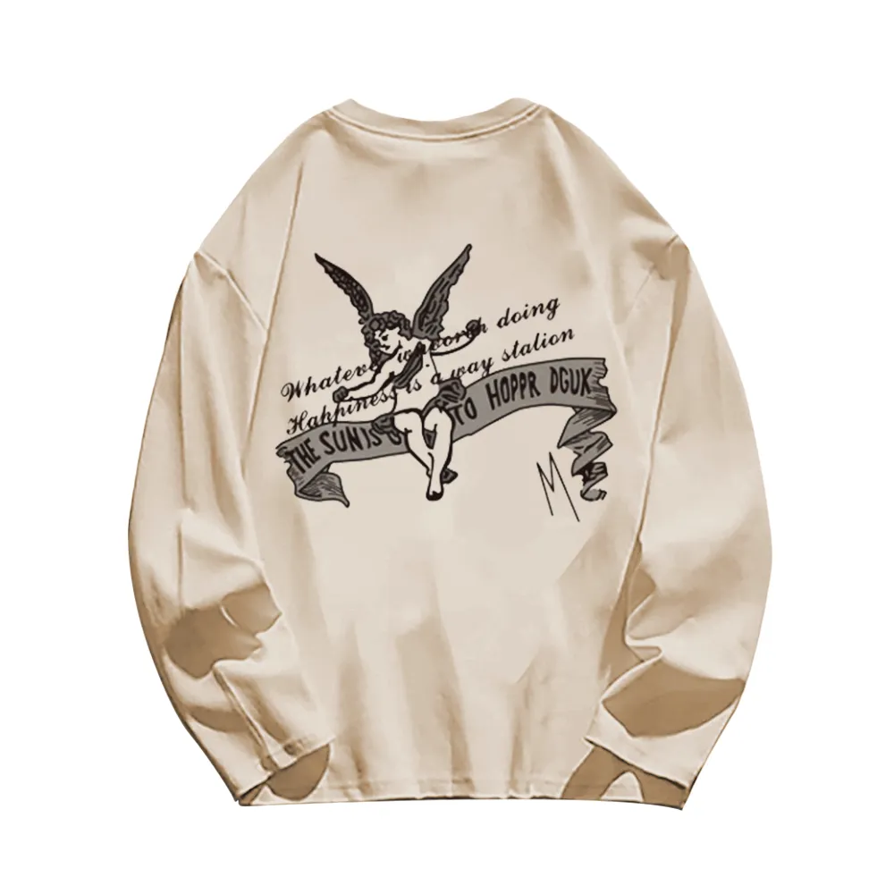 Cute Guardian Angel Print Sweatshirt