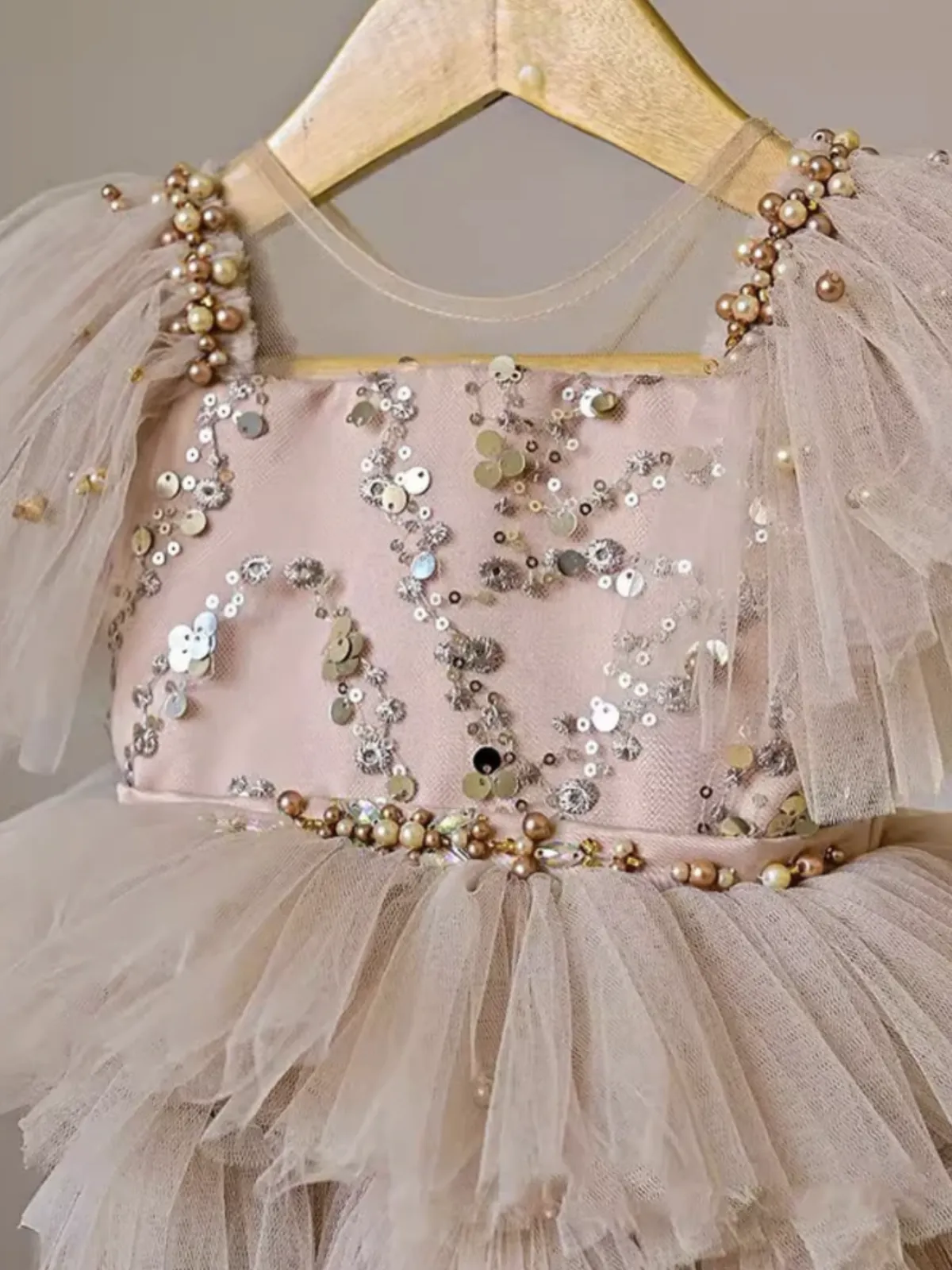 Cute Tulle Sequin Ruffle Dress