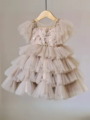 Cute Tulle Sequin Ruffle Dress