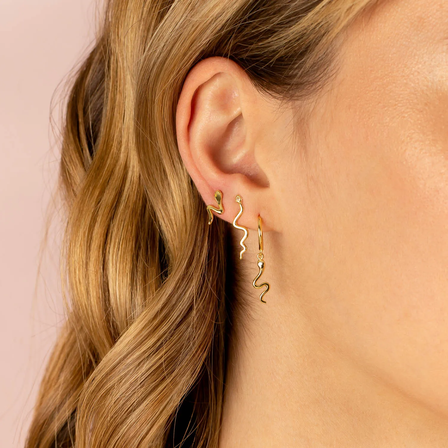 CZ Serpent Drop Stud Earring