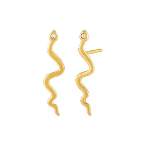 CZ Serpent Drop Stud Earring