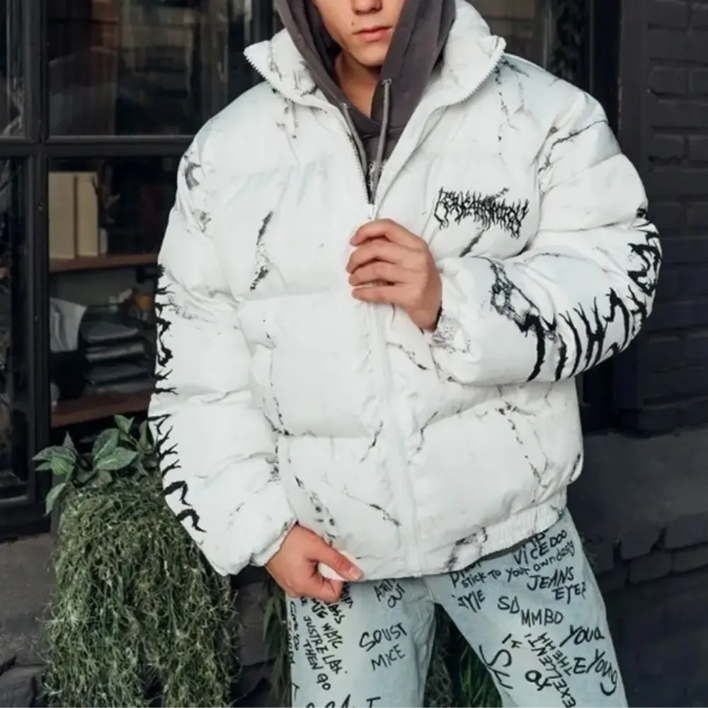 Dark Bear Graffiti Print Coat