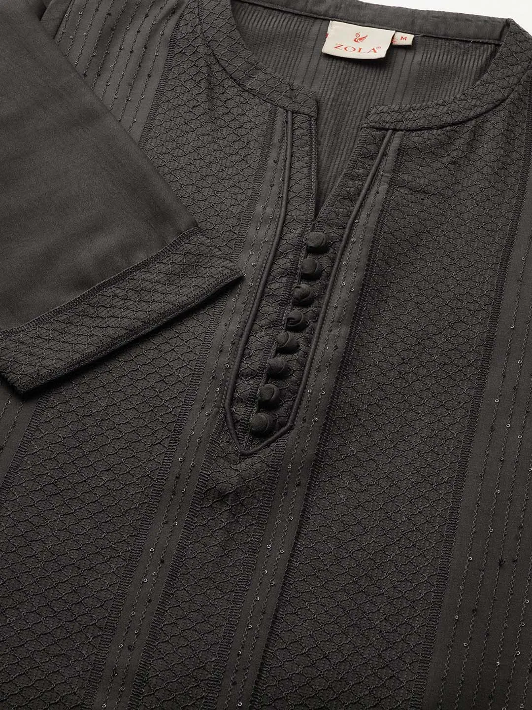 Dark Grey Ethnic Wear Chanderi Silk Straight Tunics for Ladies - Zola