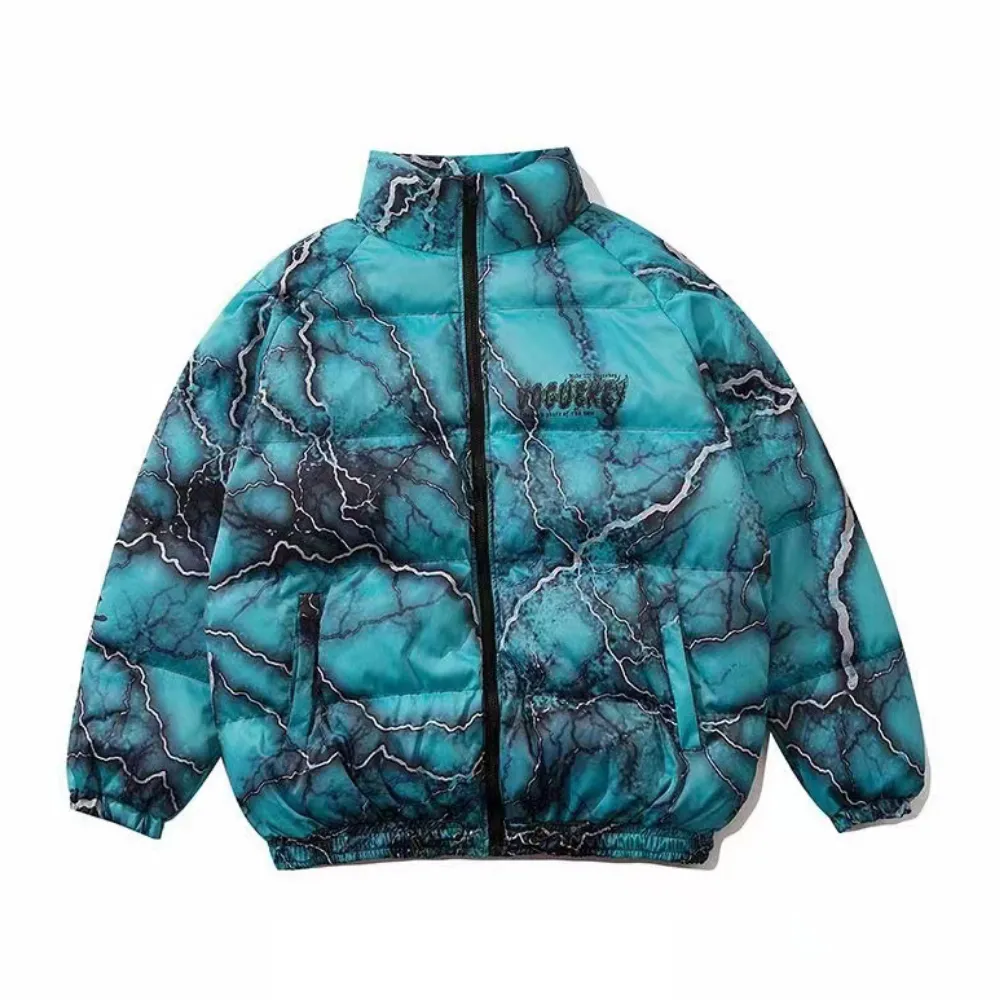 Dark Lightning Graffiti Print Coat