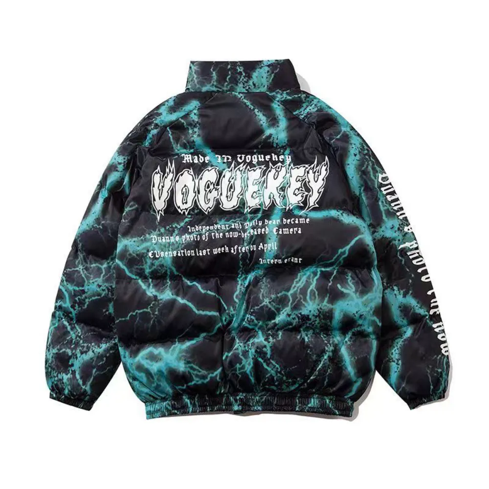Dark Lightning Graffiti Print Coat
