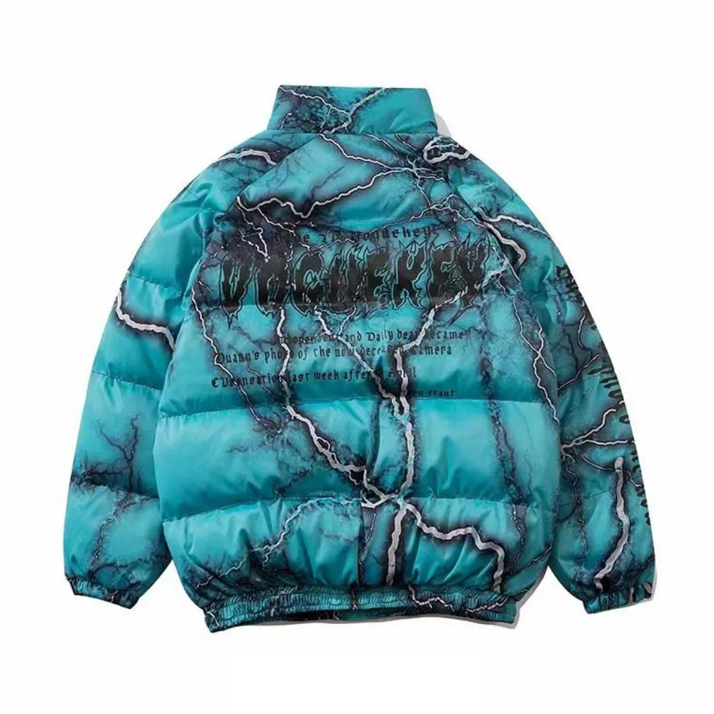 Dark Lightning Graffiti Print Coat