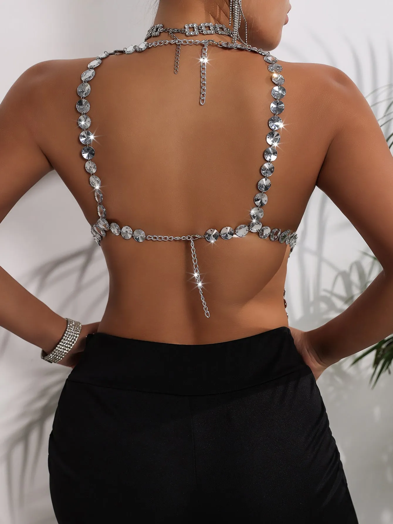 Dazzling Crystal Fringe Crop Top with Glamorous Tassel Details