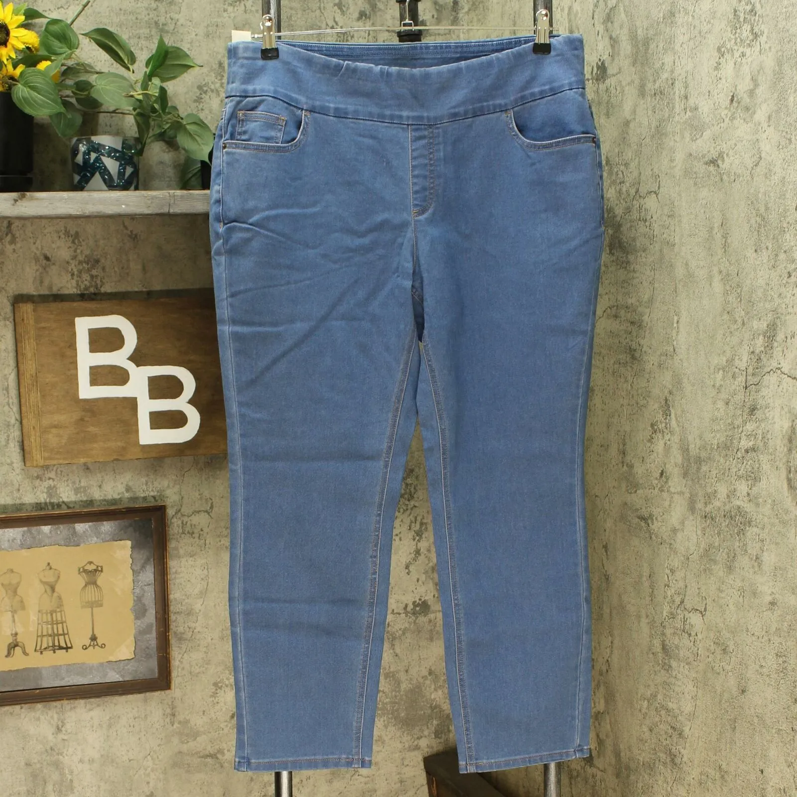Denim & Co. Petite Plus Size Slim Leg Soft Stretch Smooth Waist Jeans