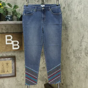 Denim & Co. Women's Slim Straight Jeans With Hem Embroidery Harbor 12