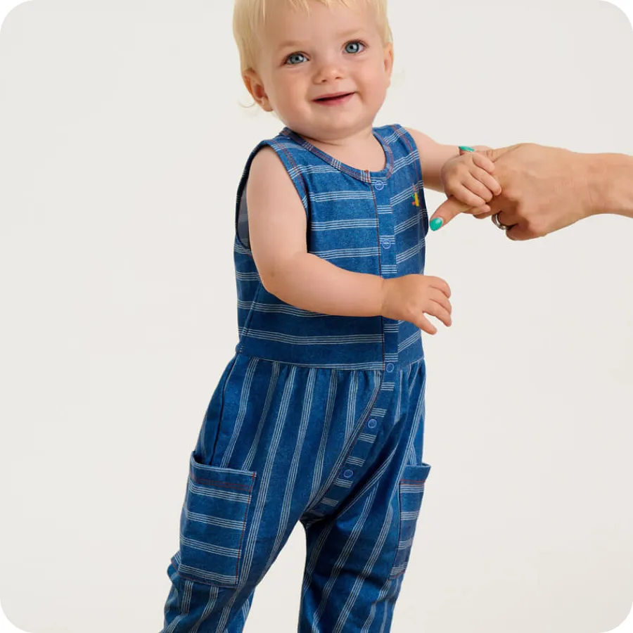 Denim Stripe Dungarees