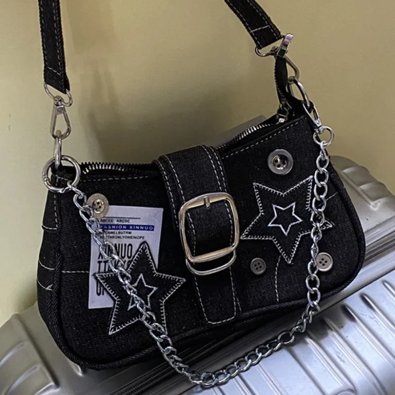 Denim Underarm Fashion Trend Design Selenodont Shoulder Bags