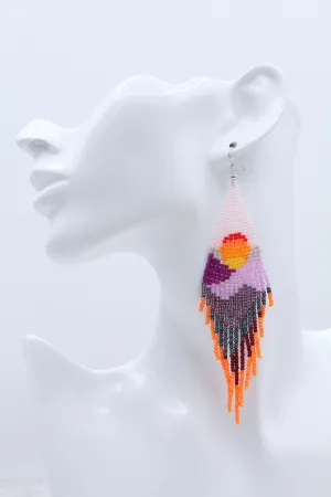 Desert Sunset Beaded Fringe Earrings