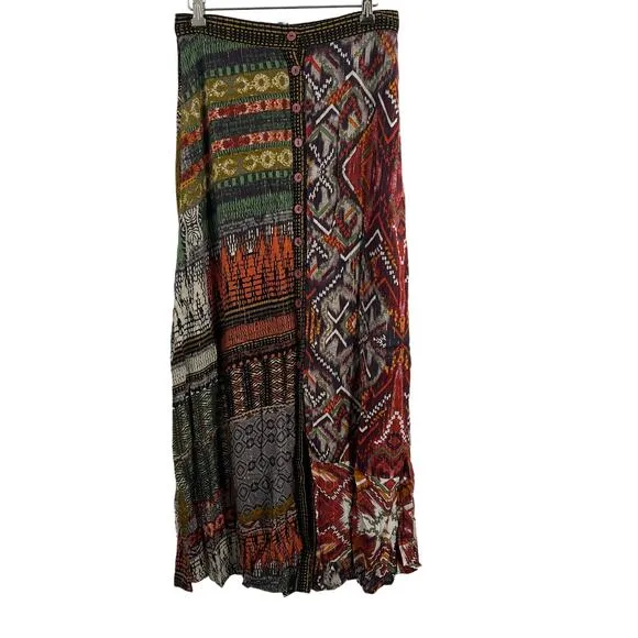 Desigual Multicolor Long Skirt Button Front Size 4 US New