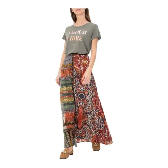 Desigual Multicolor Long Skirt Button Front Size 4 US New