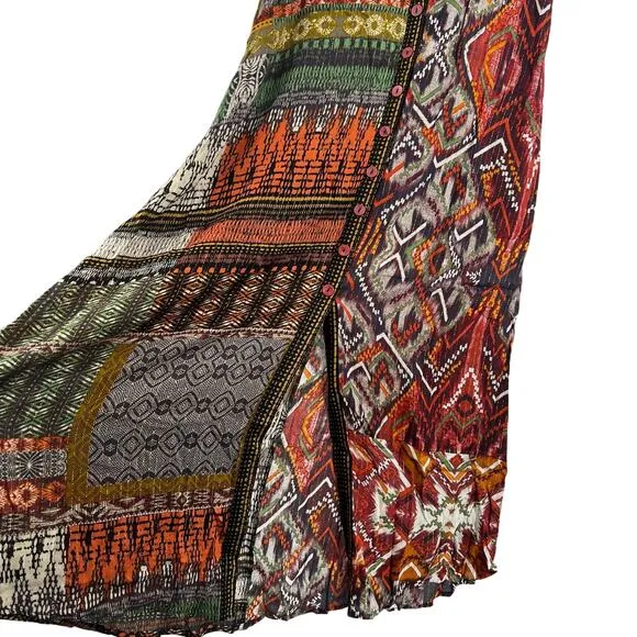 Desigual Multicolor Long Skirt Button Front Size 4 US New