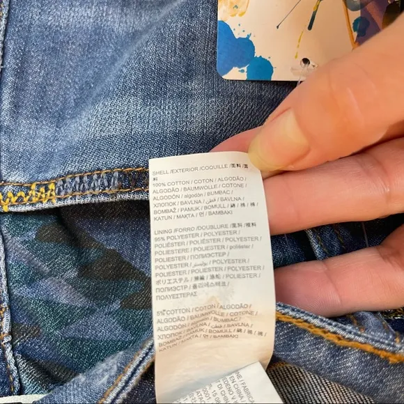 Desigual Segovia Exotic Jeans Embroidery Mini Denim Skirt Size 26 NWT