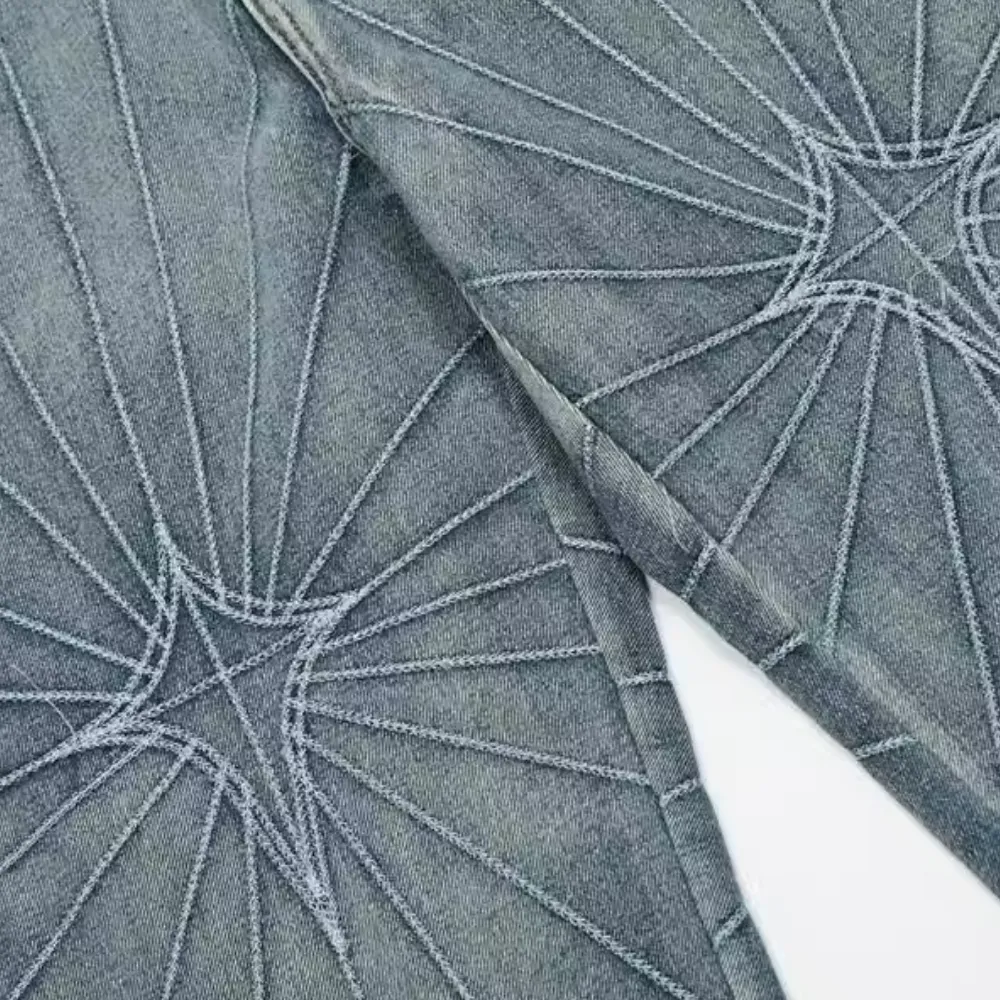 DF| Spider Web Stripe Embroidered Jeans
