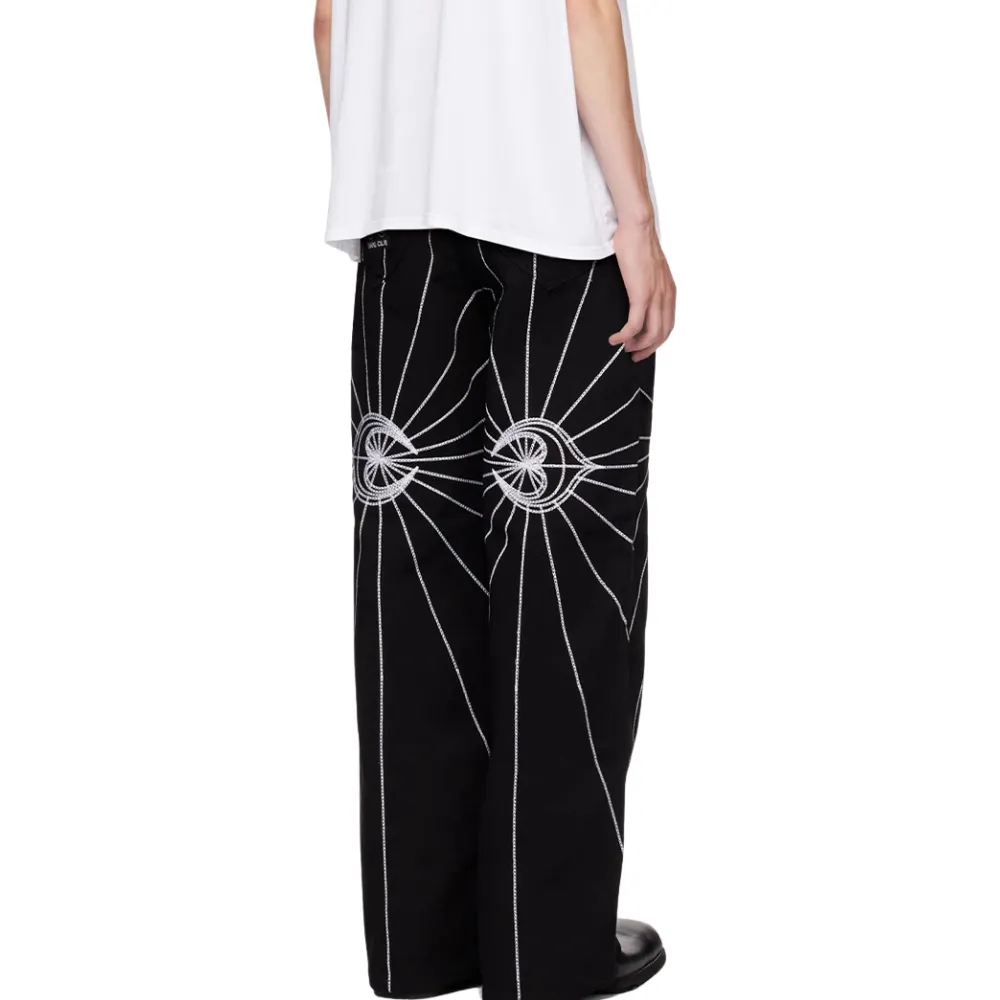 DF| Spider Web Stripe Embroidered Jeans