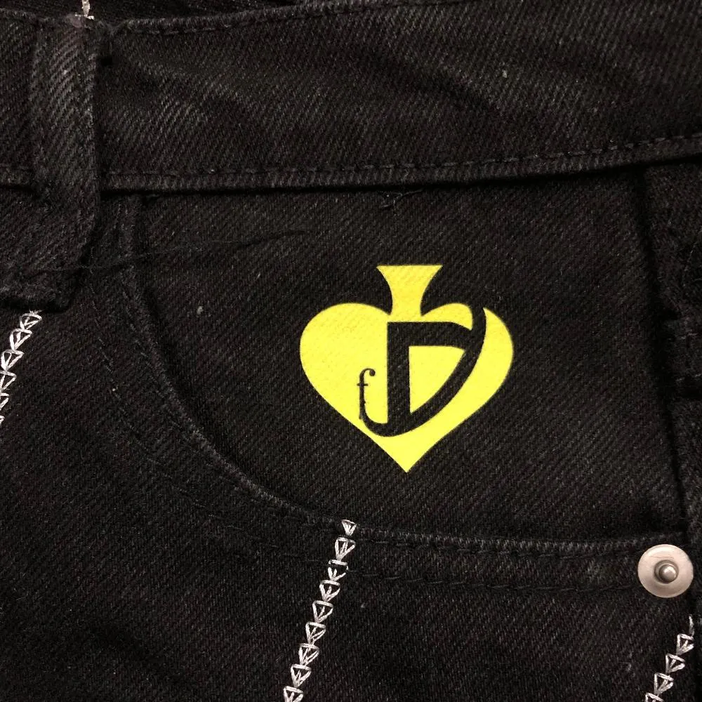 DF| Spider Web Stripe Embroidered Jeans