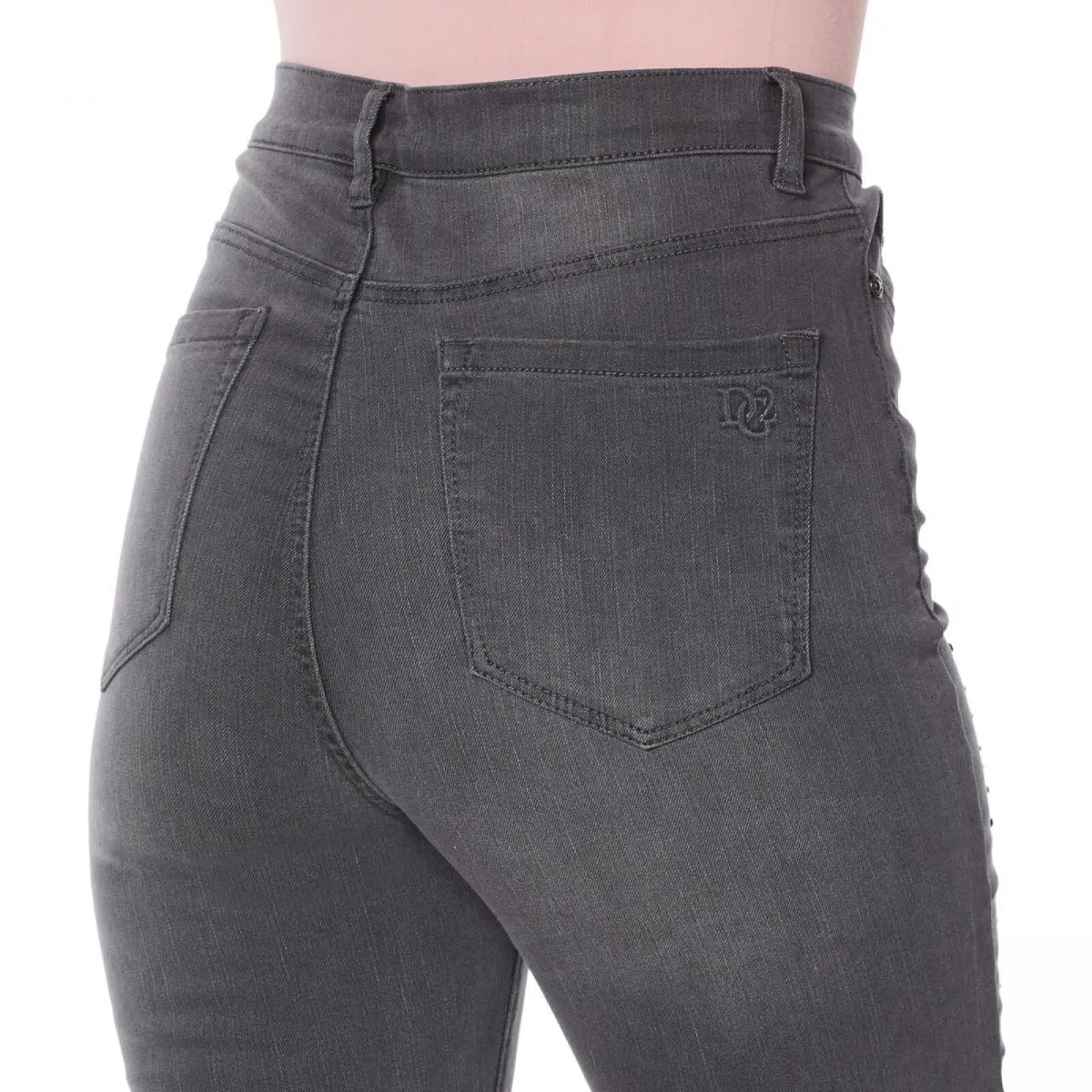 DG2 by Diane Gilman Embellished Distressed Anniversary Jeans Gray Petite 18W